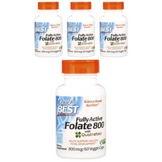 Doctor's BEST 活性葉酸素食膠囊 800mcg, 60顆, 4罐