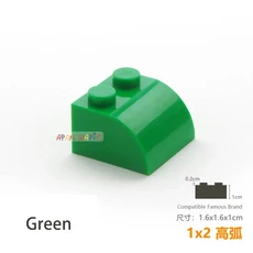 20 개/몫 DIY 블록 빌딩 벽돌 Radian 1X2 교육 조립 건설 완구 어린이를위한 크기 호환 브랜드, 04 Green