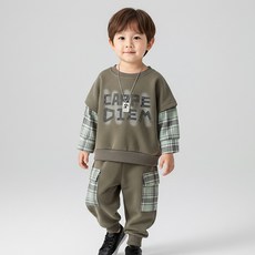 몽실이 스트릿 체크 포인트 상하복 유아 아동복 등원룩 외출복 데일리룩 어린이집 형제룩