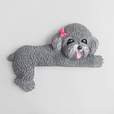 可愛狗法鬥開關裝飾墻貼保護套現代簡約樹脂動物3d立體插座貼創意kun, 白鬍子左臥泰迪