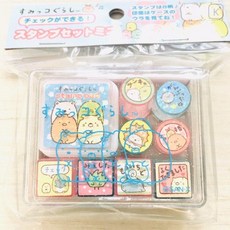 日本角落生物 迷你印章組-8入附印泥 確認章 簽到章 手帳筆記本 桌曆, 1個