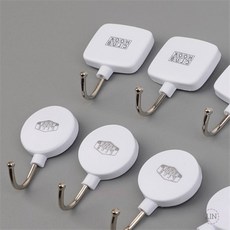 정인 부착식 4P 화이트 고리 소품걸이 다용도걸이훅, 사각