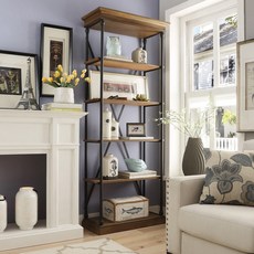 美式鐵藝置物架 實木收納書櫃 工業風復古書架, 詳見包裝, 詳見包裝, 長40*寬33*高180