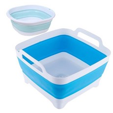 MEETSWEET 접이식 버킷 휴대용 싱크대 2개 - 접이식 커틀러리 건조대 캠핑 거래 RV 필수품 및 야외 모험에 적합 (블루)