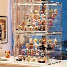 【格森】亞克力透明展示盒 奧特曼手辦模型防塵磁吸多層展示盒, 1個, 【透明色】疊加+高透+磁吸+防塵送貼紙,加厚最小號【27*22*14】兩層