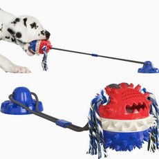 까마느 애견 부착 터그놀이 장난감 공놀이 삑삑이 치발기 공, 1개, 블루
