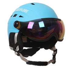 바이저 스키 헬멧 Goexplore 있는 스노보드 성인용 일체형 초경량 야외 스노우 스케이트보드 안전 남녀공용, 파란, 1개
