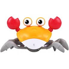 螃蟹玩具 感應螃蟹 逃跑螃蟹 兒童音樂玩具 升級版可關音樂, 黃色, 1個