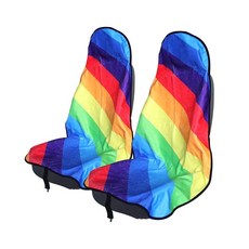 Zinytrae 스웨트 타월 카시트 커버 프로텍터 앞좌석 체육관 운동 달리기 수영 해변 하이킹용 자동차 트럭 밴 SUV용 방수 범용 시트 핑크 1개 193757, 2개 앞좌석용, Rainbow