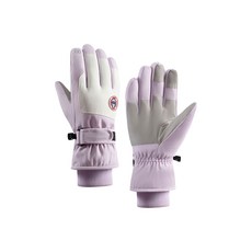 HOME GYM CLUB 加絨保暖滑雪手套 防風防水觸屏手套, 淺紫色, 1套