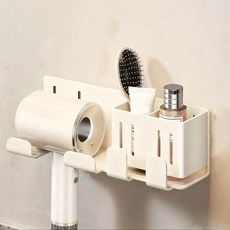 흡착식 헤어 드라이어 홀더 무타공 대용량 블 걸이 탈부착 공간 절약 헤어드라이어 정리대, 1개, 8. Beige Style DA