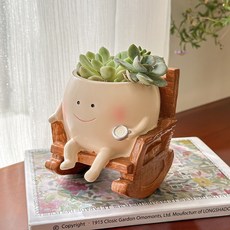 픽키몰 귀여운 다육이 흔들의자 미니 화분, 1개