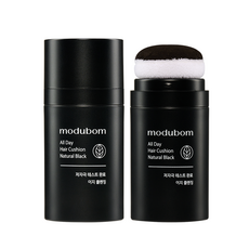 모두봄 간편한 헤어라인 가르마 커버 올데이 헤어쿠션 (블랙/브라운), 1개, 내추럴 블랙