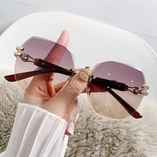 DFMEI 潮流新款無框切邊太陽鏡女士韓版潮大框圓臉墨鏡防紫外線眼鏡