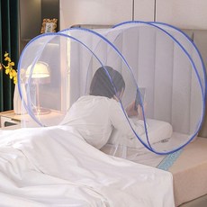 1인용 모기장 원터치 모기텐트 얼굴커버 내구성 육각 메쉬 블루 그레이