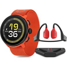 SUUNTO 순토 Run 스포츠 시계 러닝 GPS 오렌지 텍스타일 스트랩 포함 윙 오픈 이어 골전도 블루투스 헤드폰 충전 스탠드 레드 203201, SUUNTO 순토 Run 스포츠 시계 러닝 GPS 오렌