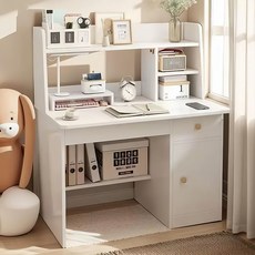 다용도 1인용 공부책상 가정용 서랍 책상 책꽃이책상 학생 책상, 화이트