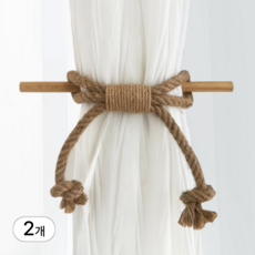 인헨스몰 내츄럴 감성 인테리어 커튼 타이백, 브라운, 2개