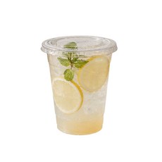 요리를그리다 투명 PET 아이스 컵 410ml x 20p + 평 뚜껑 20p 세트, 1세트