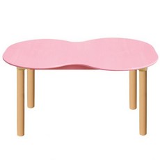 유치원 키카 땅콩모양 2인용 놀이책상 오래쓰는 안전한 둥근책상, 분홍