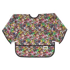 Bumkins 턱받이 닌텐도 슈퍼 마리오 아기 및 유아 턱받이 6-24개월 여아 및 남아용 턱받이 긴소매 턱받이 식사를 위한 아기 턱받이 방수 원단 슬리브 작업복, J4 Super Mario Mashup