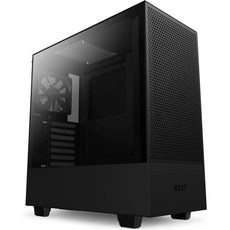 NZXT H5 Flow - 콤팩트 ATX 미드 타워 PC 게이밍 케이스 높은 공기 흐름 120mm 팬 2개 포함 360mm 전면 및 240mm 상단 라디에이터 지원 케이블 관리, Black