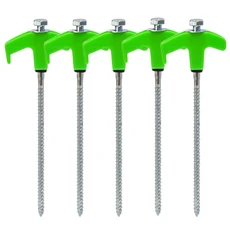 나사 앵커 텐트 말뚝 20cm 탄소강 텐트 못 스파이크 후크 캠핑 텐트 못 나선형 타입 캐노피 말뚝 야외, 05 Green - 5pcs