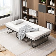 ZUIHAO 접이식 침대 편안한 1인용 침대 휴대용 다기능 매트리스 포함 낮잠에 안성맞춤, White