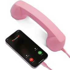 블루투스 수화기 전화기 레트로 무선 스마트폰 빈티지, 기본 반지 사이즈, 핑크 Type-C 플러그인