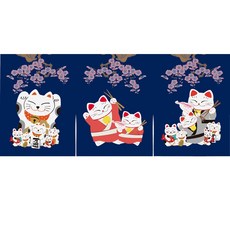 구다폼 다찌노렌 네코친구들벚꽃 / 일식디자인 주방 가림막 인테리어 가리개 커튼 / 주문제작