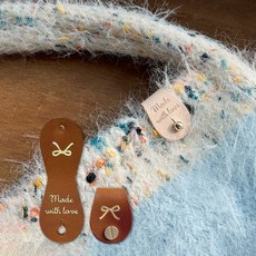 베지터블 땅콩라벨 반접는 이태리 가죽라벨, 1개, 탠브라운 금박