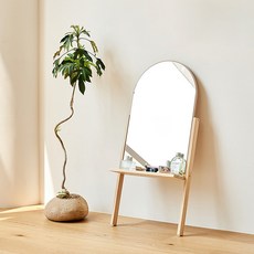 [모노폴리오] 마틸다H 좌식 거울 수납 화장대, 내추럴우드