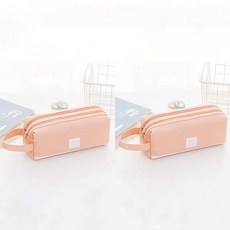 투니스 심플 단색 집업 펜 파우치 2개입, 핑크, 프리사이즈