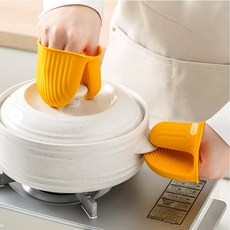 데이엔 실리콘 강한 내열 냄비 손잡이 커버, 2개, 옐로우