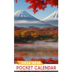 [ 1262028 ] 포켓 캘린더 2024-2026 - 달의 위상 포함: 3년간 월간 플래너 (2024년 1월부터 2026년 12월까지) | 가방용 가을 시즌 안개 단풍 가와구