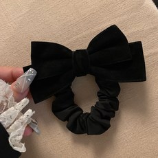 U&U BEAUTY 厚絲絨蝴蝶結髮圈 黑色髮飾