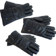 오버핸드 터치장갑 털장갑 가죽 방한 오토바이장갑 바이크 라이딩 가죽장갑, 롱커버 가죽방한장갑(블랙 투버튼)