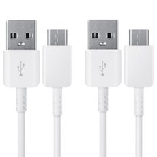 [neonp] 1+1 삼성전용 USB C타입 고속 충전 케이블 갤럭시 스마트폰 탭 호환, 화이트, 2개, 120cm