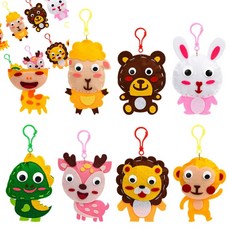 육땨 아동공예 펠트재단 놀이바늘 꾸미기 만들기재료 펠트만들기 인형키링만들기세트 실꿰기장난감, PA3235 펠트걸이[양] 10개입 *1봉