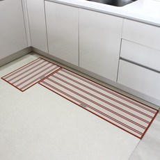 [1+1]루이벤 유러피안 스트라이프 빨아쓰는 규조토 발매트 간편세탁 욕실 주방 싱크대 매트 러그, 유러피안-폴베이지