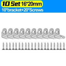 스테인레스 스틸 코너 브래킷 L 직각 커넥터 가구 캐비닛 패스너 버팀대 나사가있는 선반 지원, 02 10 Set-16x20mm