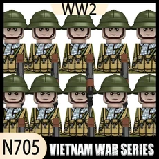 시티 밀리터리 베트남 전쟁 미군 블록 세트 WW2 병사 피규어 헬멧 조끼 액세서리 브릭 소년 선물, 07 B34-37-1-10PCS
