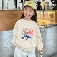 (기모선택) 키즈 맨투맨 귀여운 주디 캐릭터 어린이 긴팔 상의 아동 봄옷 남아 여아맨투맨, 160cm, 애프리콧
