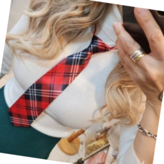 의상대여 레드체크 자동 넥타이 학예회 졸업 스쿨룩