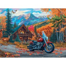 성인용 1000피스 퍼즐 Chris Bigelow at The Lodge 다채로운 캠핑 오토바이 직소 68.6 x 50.8cm(27 20인치)