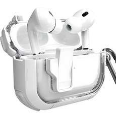 Imall AirPod 一觸防遺失門鎖側全蓋保險桿保護套, 白色, 1個, AirPods Pro 2