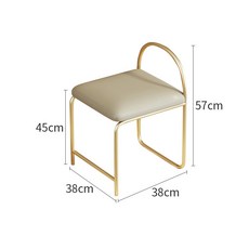 화장대 스툴 골드 테두리 라이트 프레임 철제 벨벳 금다리, B. 골드 PU 가죽 다리 (소형)