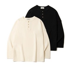 와플 헨리넥 드롭 숄더 슬리브(3color)