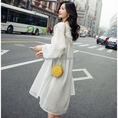 超仙冰絲超薄防曬衣 中長款連帽開衫 長袖雪紡衫 罩衫 長袖襯衫裙 遮陽外套 防曬服 防曬外套