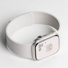 S10 荔枝紋磁吸錶帶 適用蘋果手錶 Apple Watch S10 9 8 7 6 5 4 SE Ultra 45mm, 荔枝紋磁吸錶帶-星光色,iWatch S9/8/7【45mm】